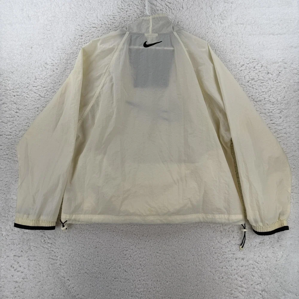 Vintage Nike Jacket Mens XL White 1/4 Zip Windbreaker Big Swoosh Pullover 90s